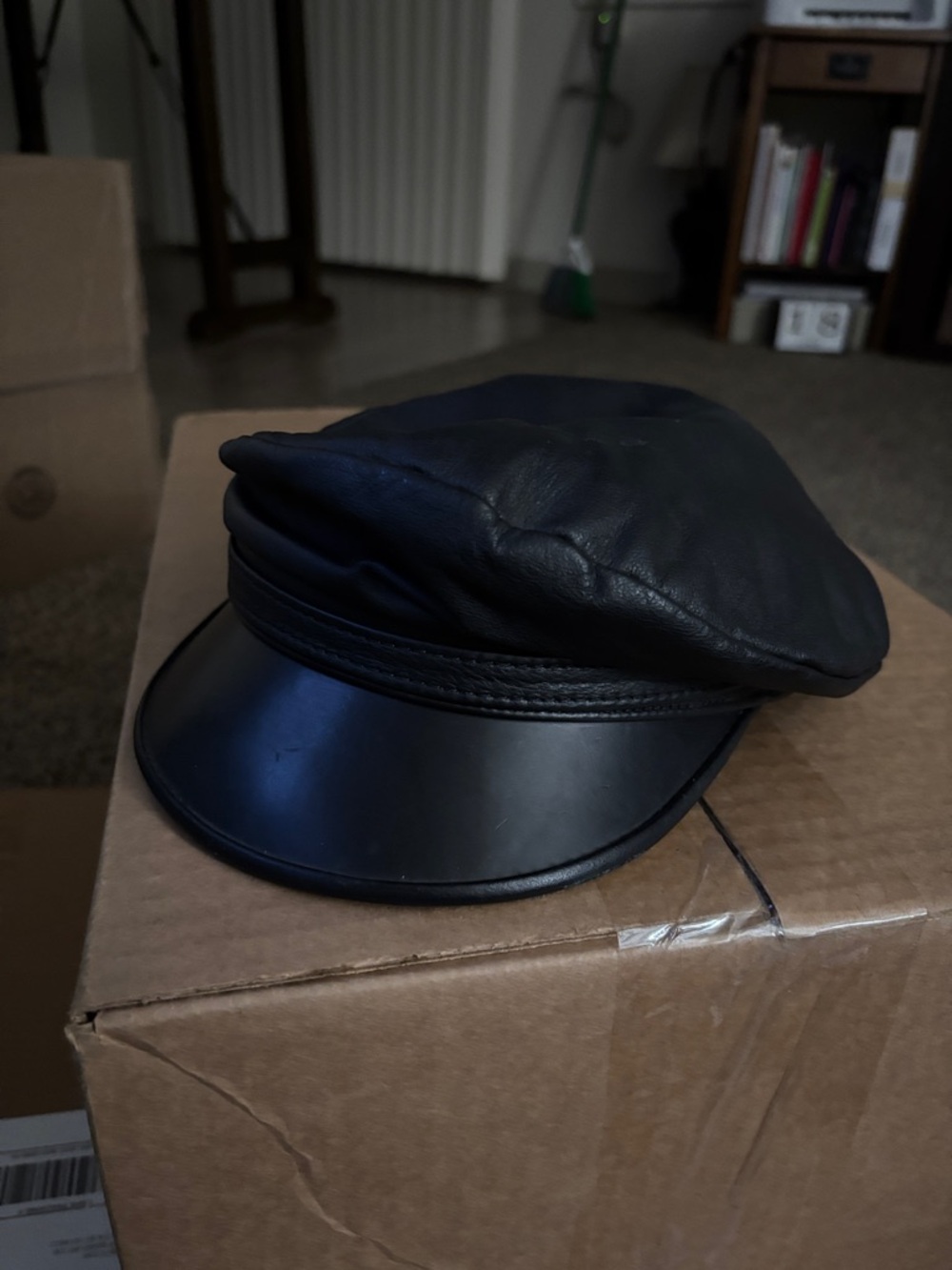 Black Leather Fisherman Cap - Unbranded